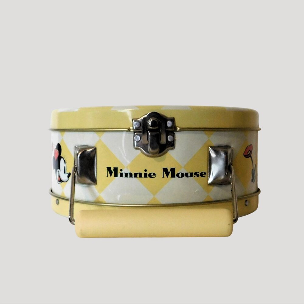Disney Minnie Mouse Collectible Tin Mini Lunch Box Vintage 1998 Round Yellow 6x6 - Picture 3 of 12